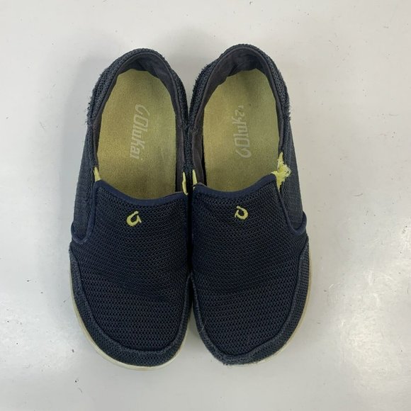 Olukai Nohea Mesh Casual Slip On Loafer Navy Green Logo Shoe Youth Boy Size 1 B1 - Picture 7 of 12